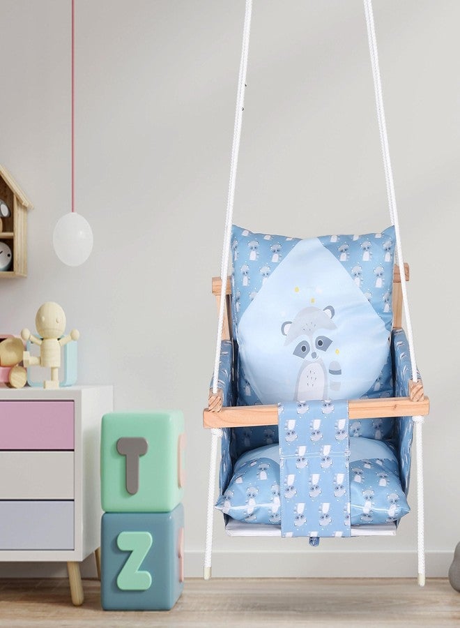 BOFFLE Baby Swing Hanging Indoor Outdoor | Wooden Jula | Jhula for Baby | Baby Garden Swing | oonjal uyyala unjal for Children | Jhula with 2 Pillow - Image 1